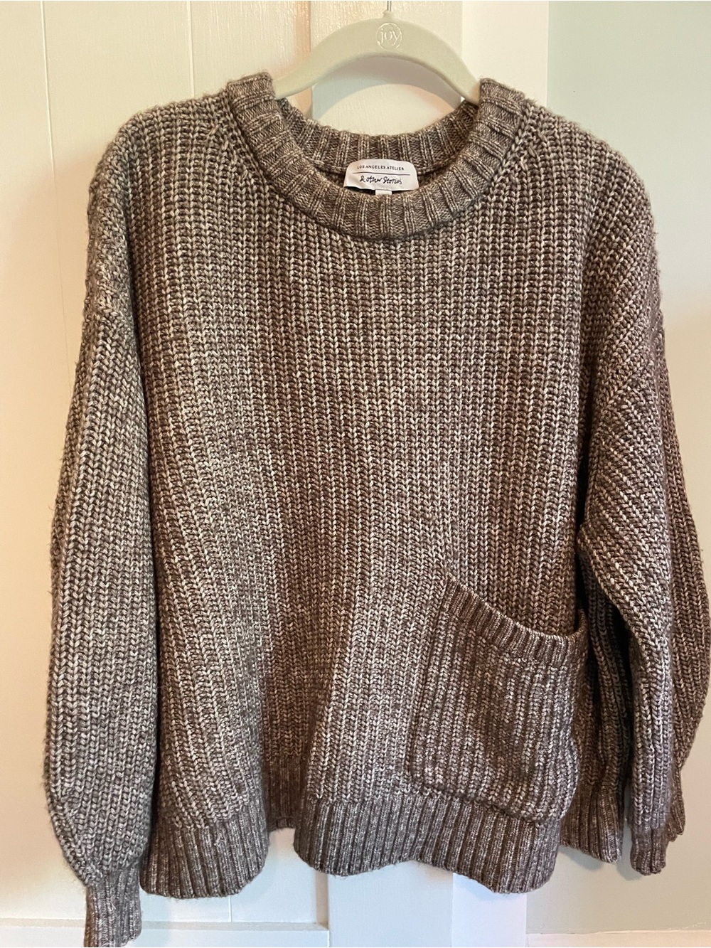 & Other Stories Brown Heather Chunky Crewneck Sweater